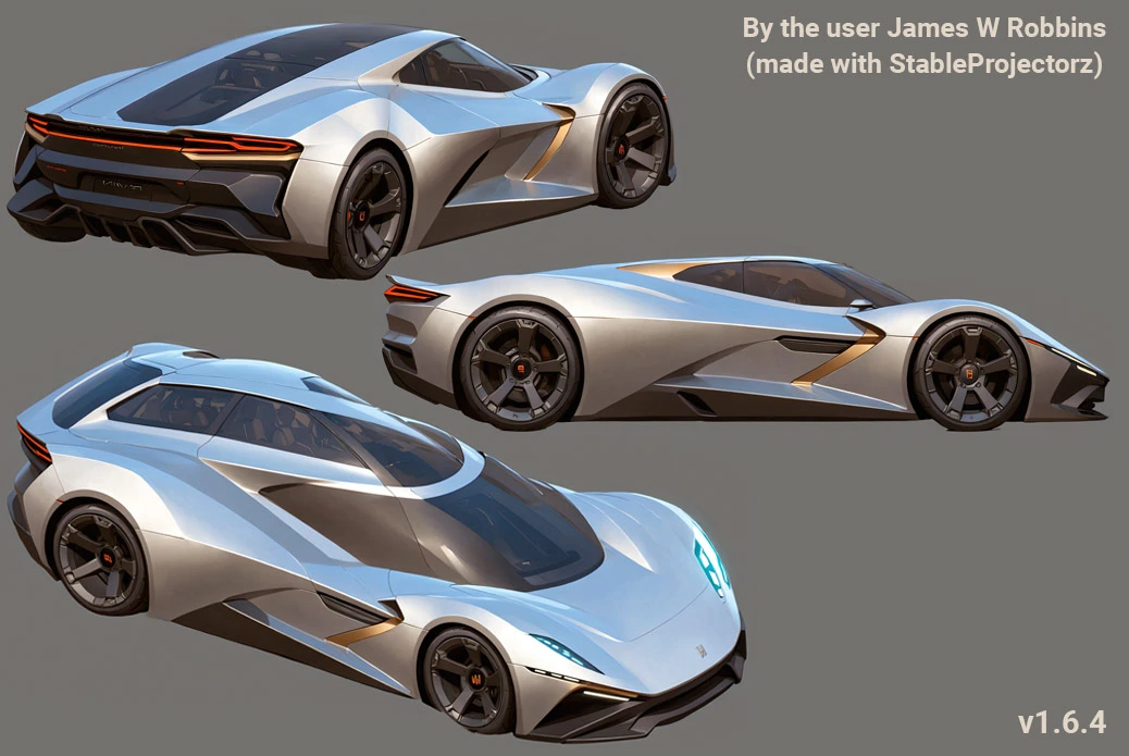 sports car generated in StableProjectorz AI texturing software